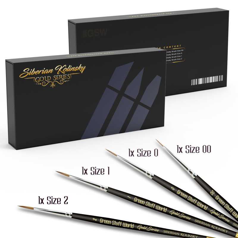 GreenStuffWorld Premium GOLD SERIES Sibirischer Kolinsky Pinselset