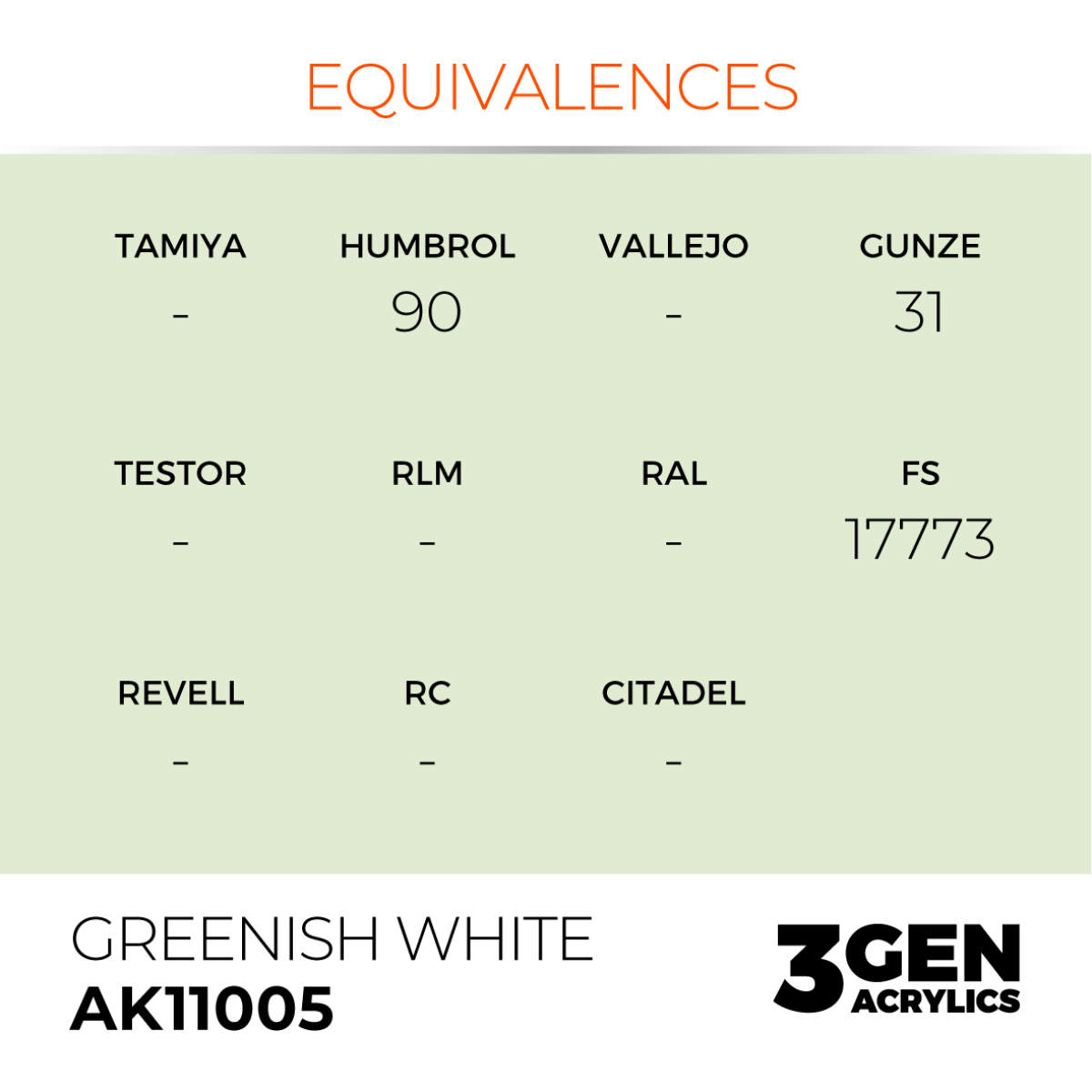AK Interactive - 3GEN Acryl GREENISH WHITE – STANDARD AK11005