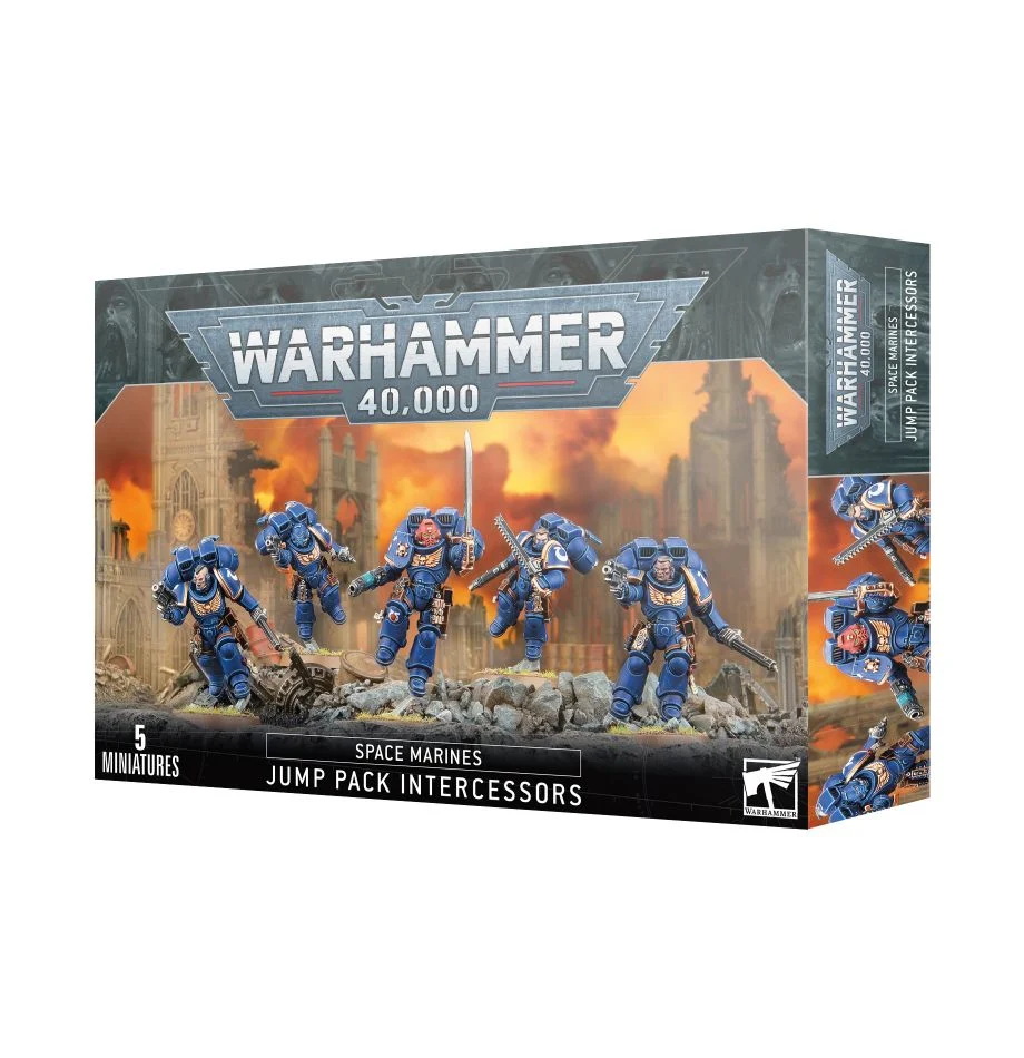 Warhammer 40K Intercessoren mit Spungmodulen der Spacemarines