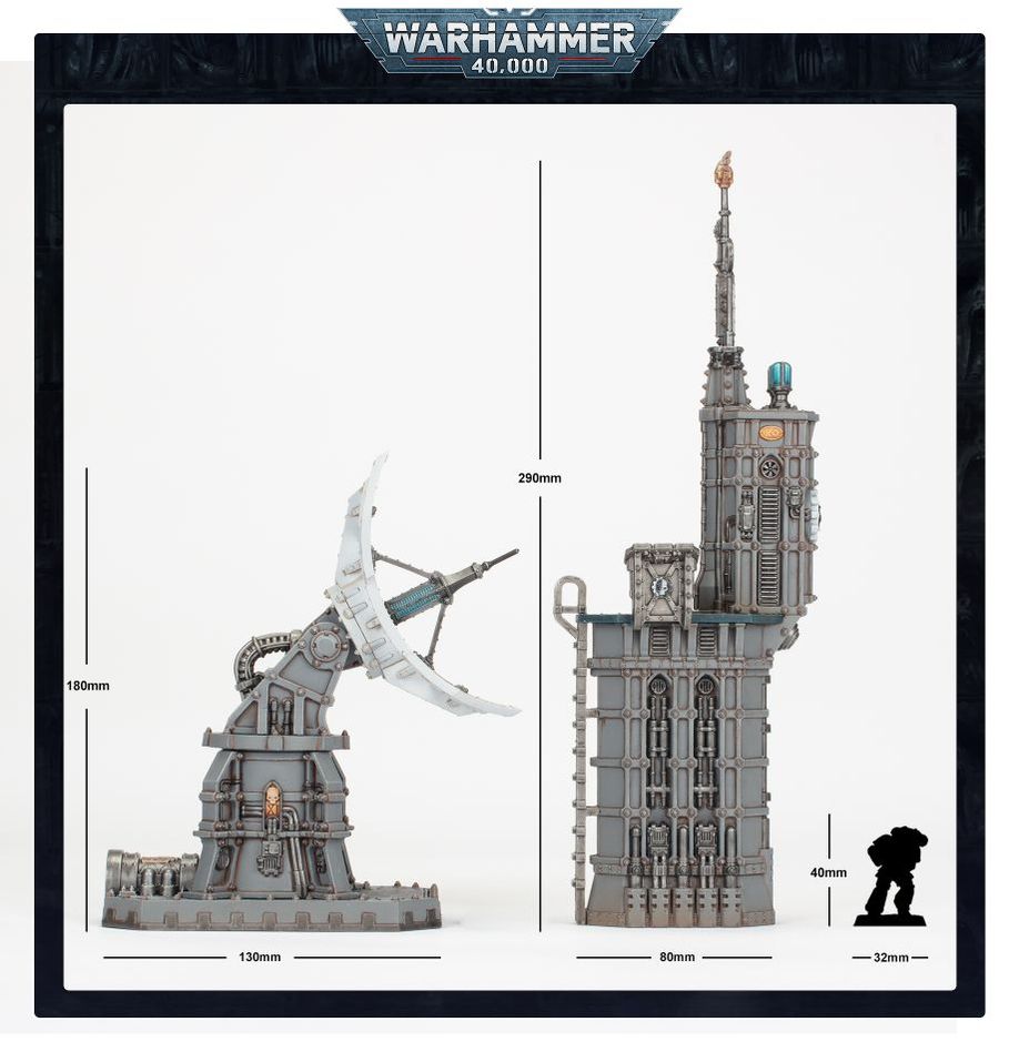 Warhammer 40K Battlezone Fronteris Vox-Antenne und Auspexschrein Gelände für Warhammer 40K