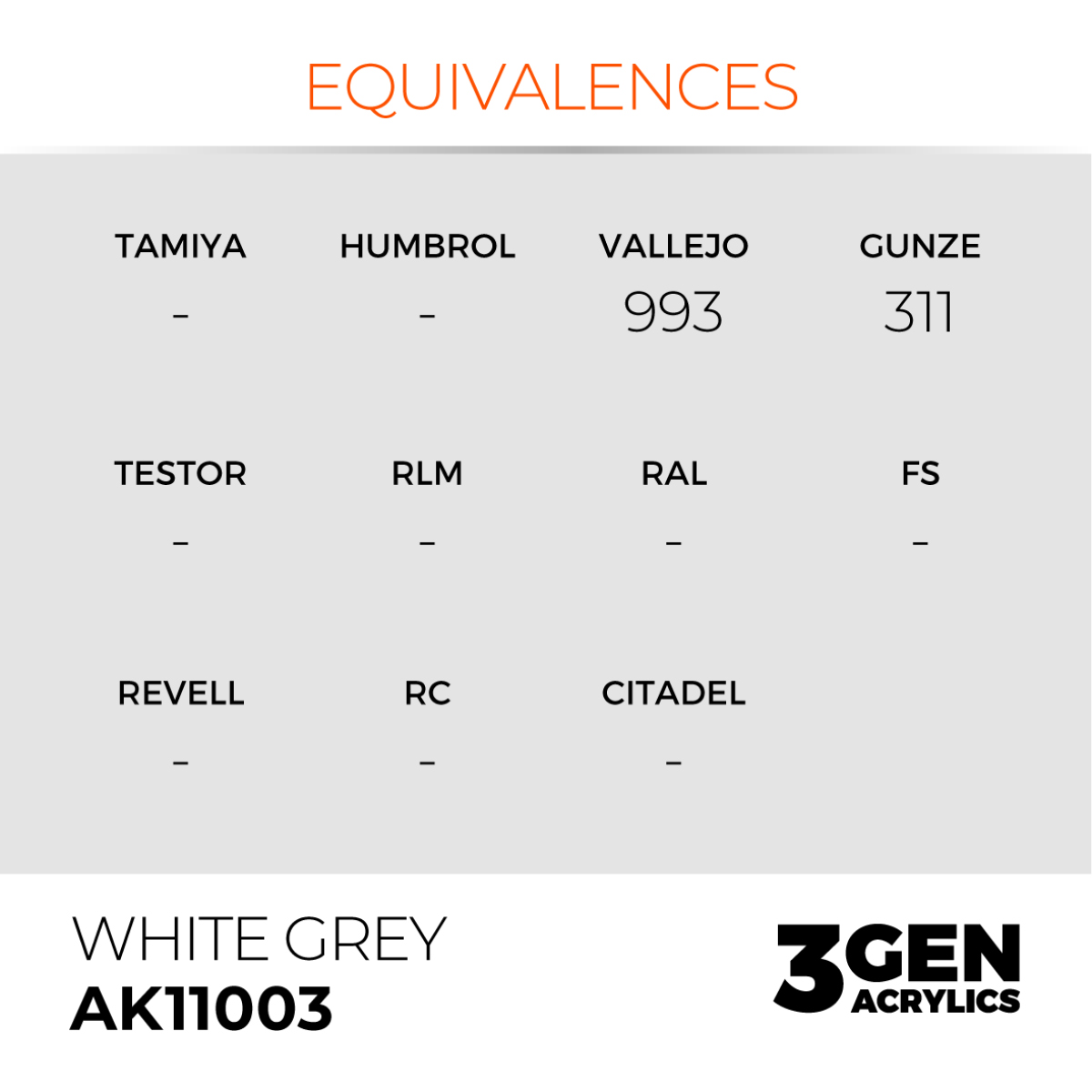 AK Interactive - 3GEN Acryl WHITE GREY – STANDARD AK11003
