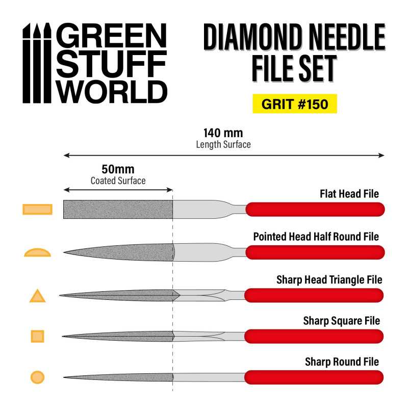 GreenStuffWorld Diamant-Feilen Modellbau - Körnung 150