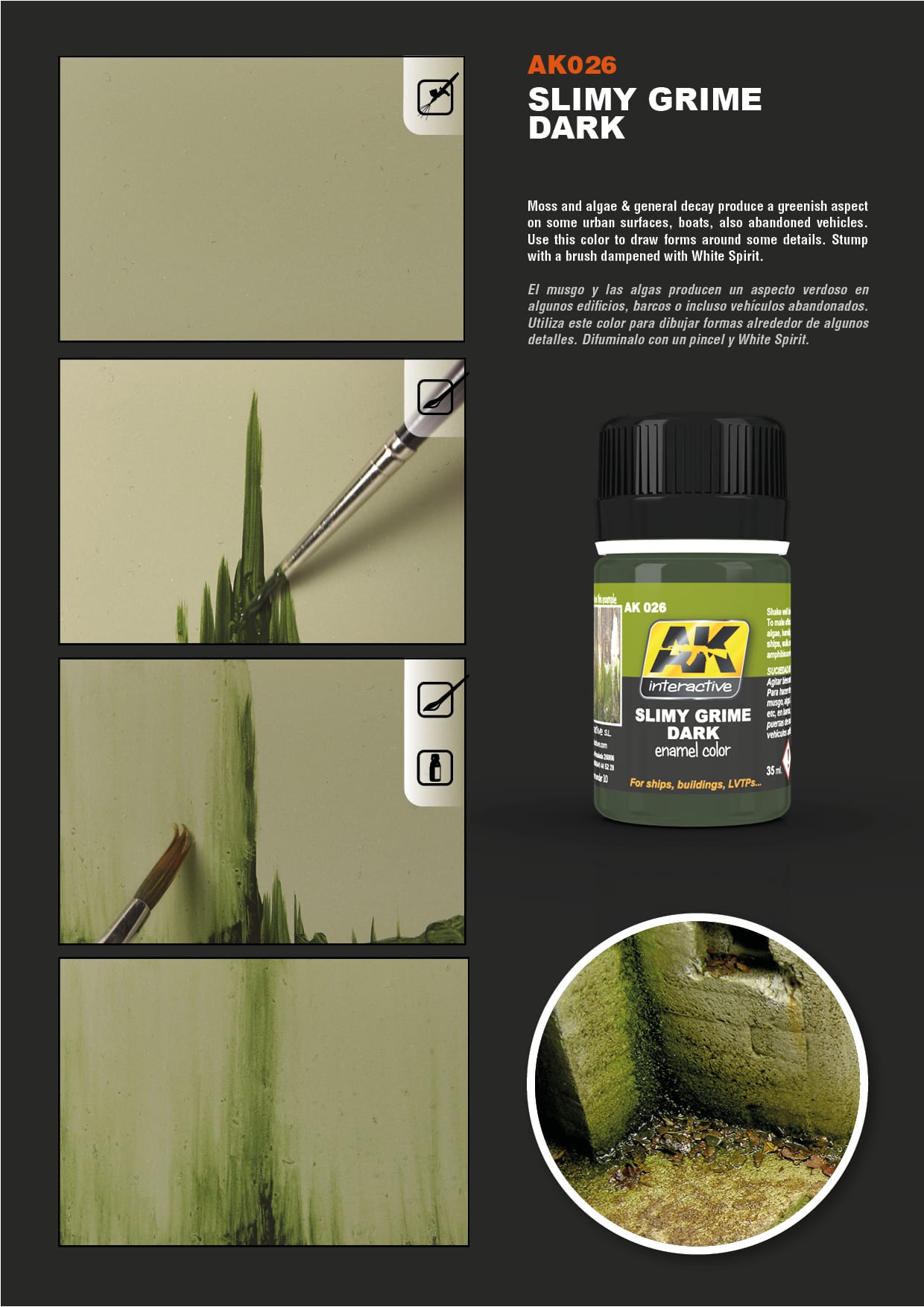 AK Interactive - Slimy Grime Dark 35ml AK026 Weathering