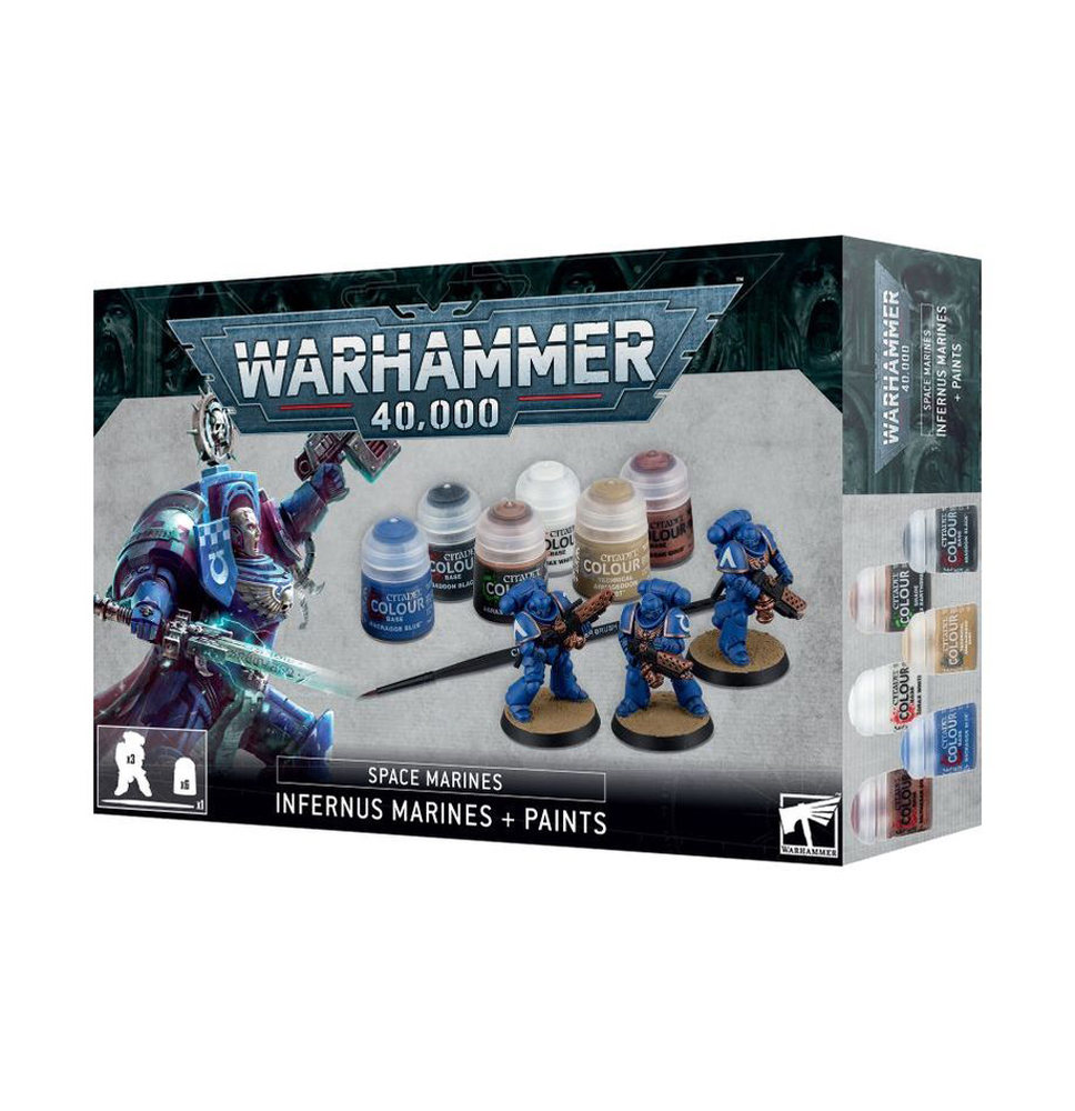 Warhammer 40K Space Marines Infernus-Marines mit Farbset und Pinsel