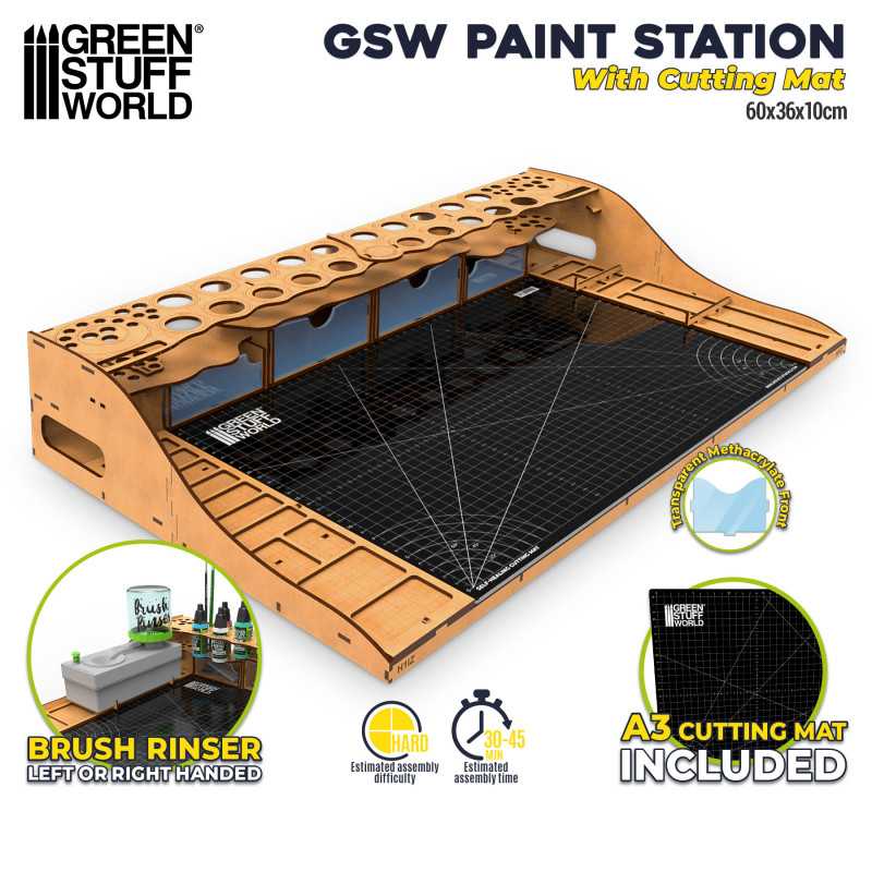 GreenstuffWorld Malstation mit Schneidematte aus MDF