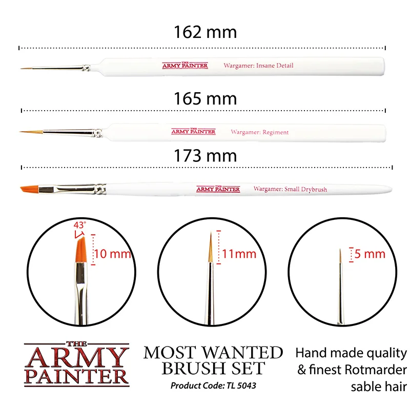 The Army Painter - Bestseller Pinsel Set Echthaar Most Wanted Brush Set 3 Stück