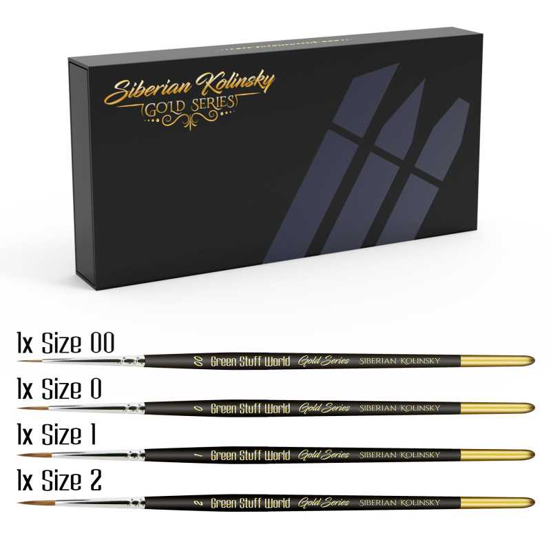 GreenStuffWorld Premium GOLD SERIES Sibirischer Kolinsky Pinselset