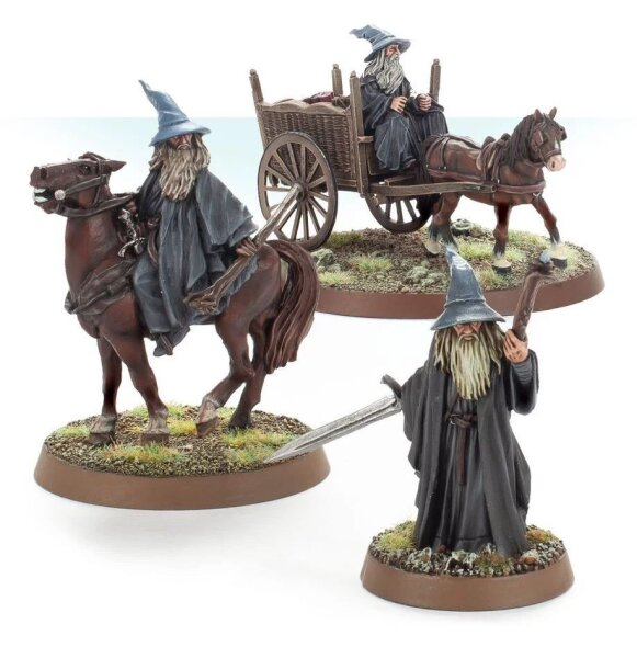 Middle-earth™ Gandalf der Graue zu Fuß, beritten und auf Karren Der Herr der Ringe Tabletop