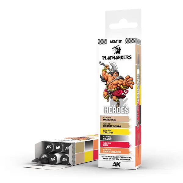 AK Interactive - PLAYMARKER SET - HEROES Acrylstift für Miniatur und Modellbaumalerei