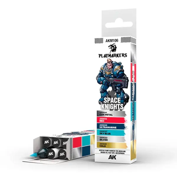 AK Interactive - PLAYMARKER SET - SPACE KNIGHT Acrylstift für Miniatur und Modellbaumalerei